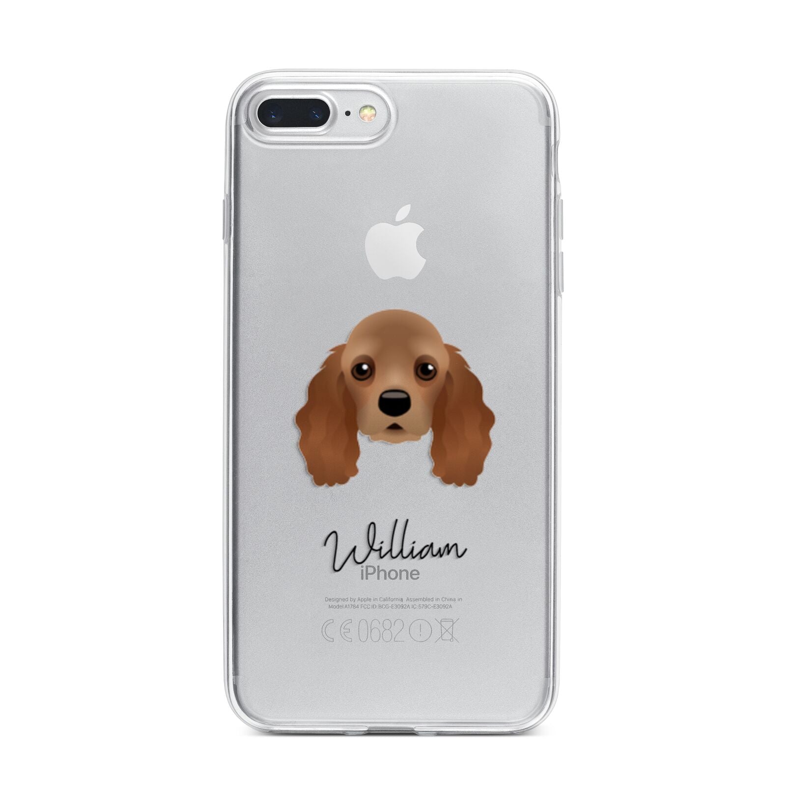 American Cocker Spaniel Personalised iPhone 7 Plus Bumper Case on Silver iPhone