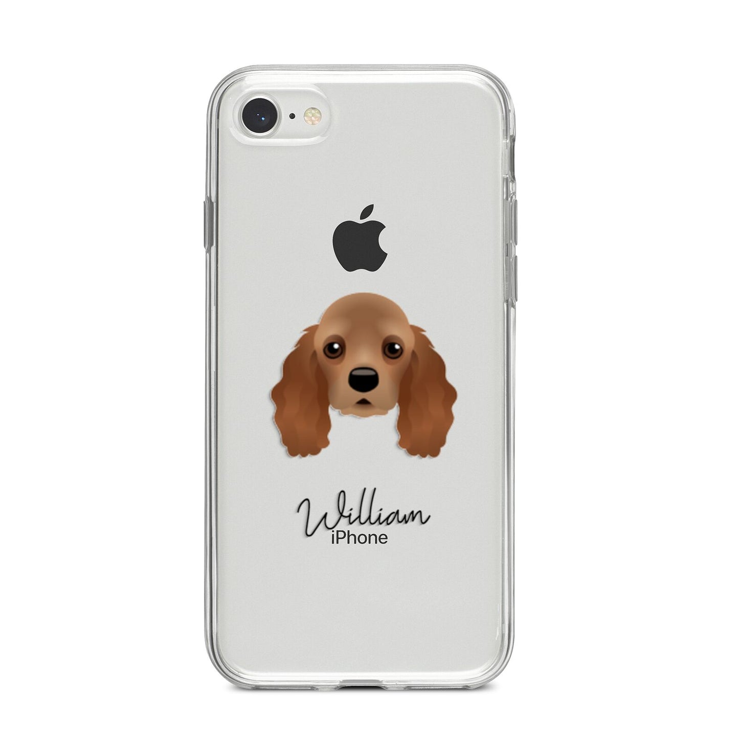 American Cocker Spaniel Personalised iPhone 8 Bumper Case on Silver iPhone