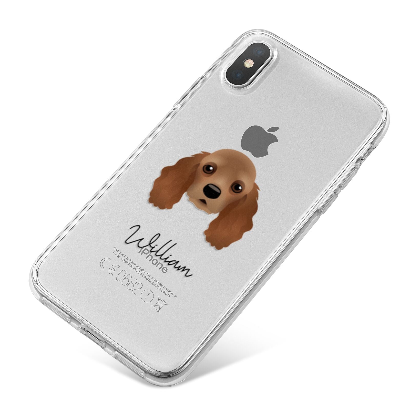 American Cocker Spaniel Personalised iPhone X Bumper Case on Silver iPhone