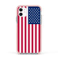 American Flag Apple iPhone 11 in White with Pink Impact Case