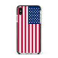 American Flag Apple iPhone Xs Max Impact Case Black Edge on Silver Phone