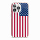 American Flag iPhone 13 Pro TPU Impact Case with Pink Edges