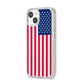 American Flag iPhone 14 Clear Tough Case Starlight Angled Image