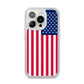 American Flag iPhone 14 Pro Glitter Tough Case Silver