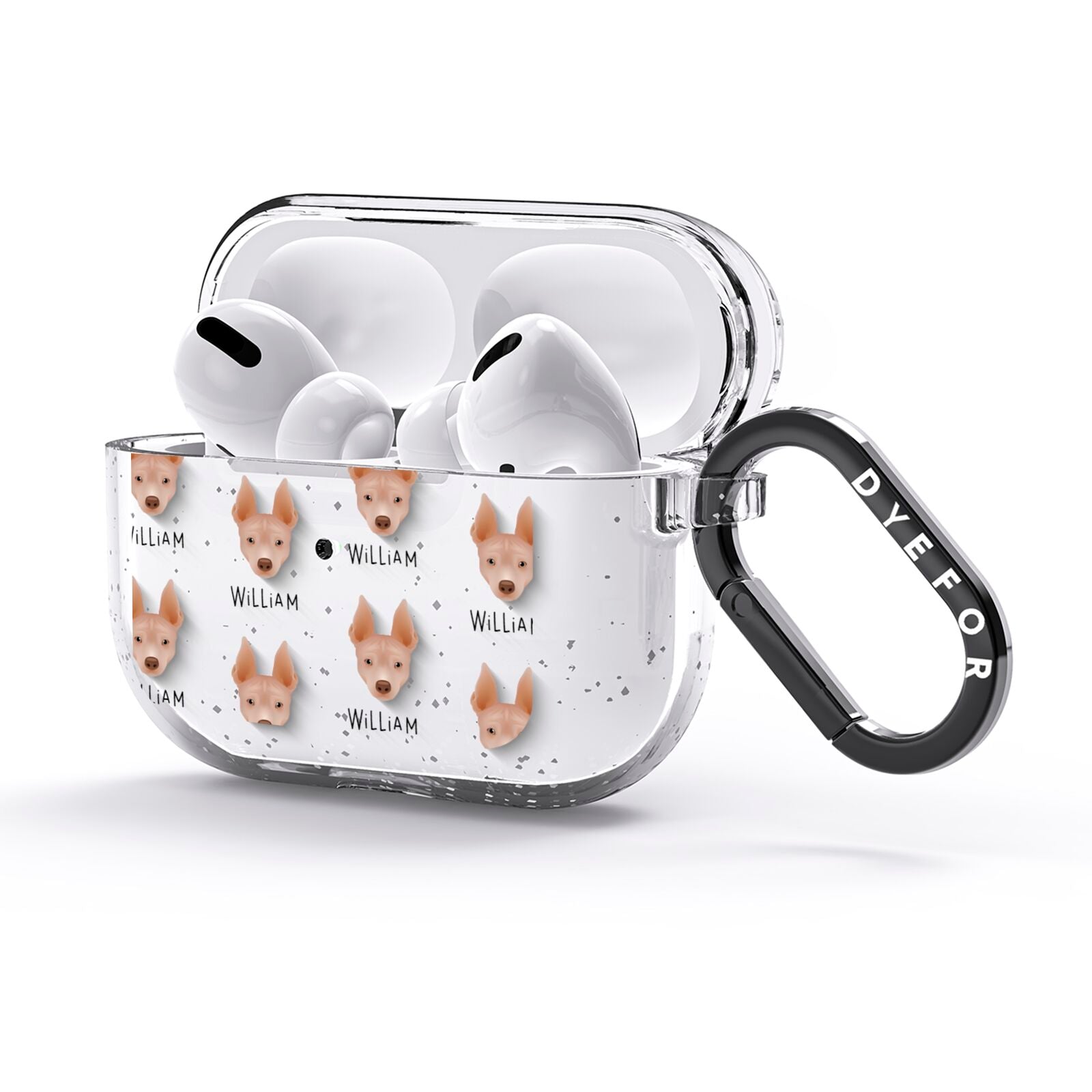 American Hairless Terrier Icon with Name AirPods Glitter Case 3rd Gen Side Image