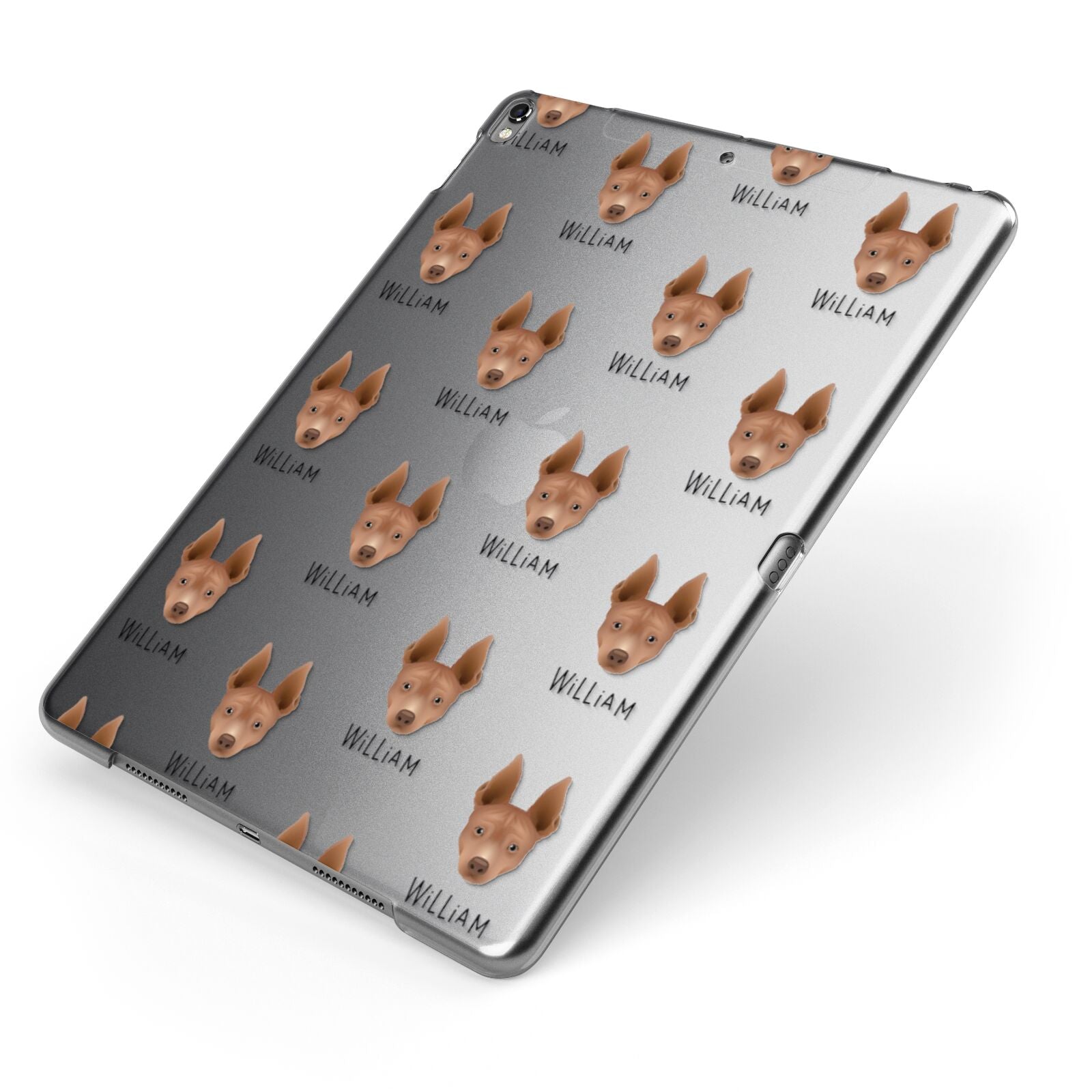 American Hairless Terrier Icon with Name Apple iPad Case on Grey iPad Side View