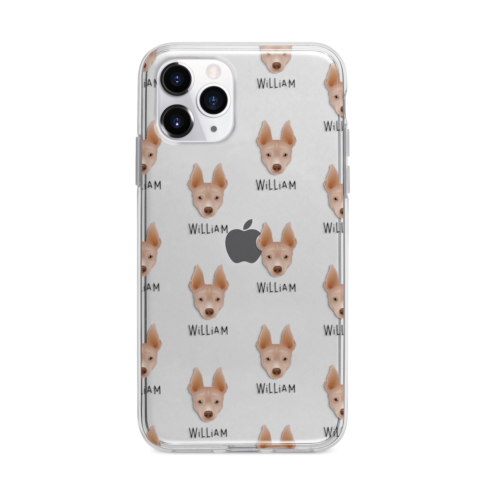 American Hairless Terrier Icon with Name Apple iPhone 11 Pro in Silver with Bumper Case