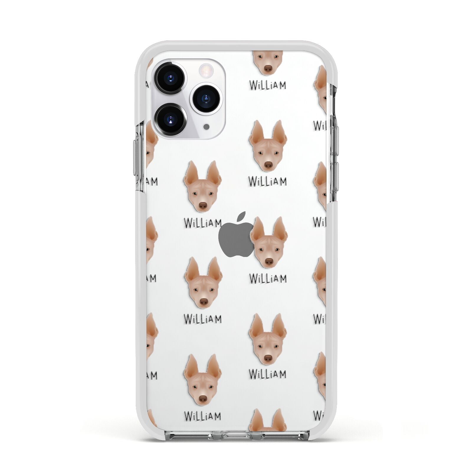 American Hairless Terrier Icon with Name Apple iPhone 11 Pro in Silver with White Impact Case