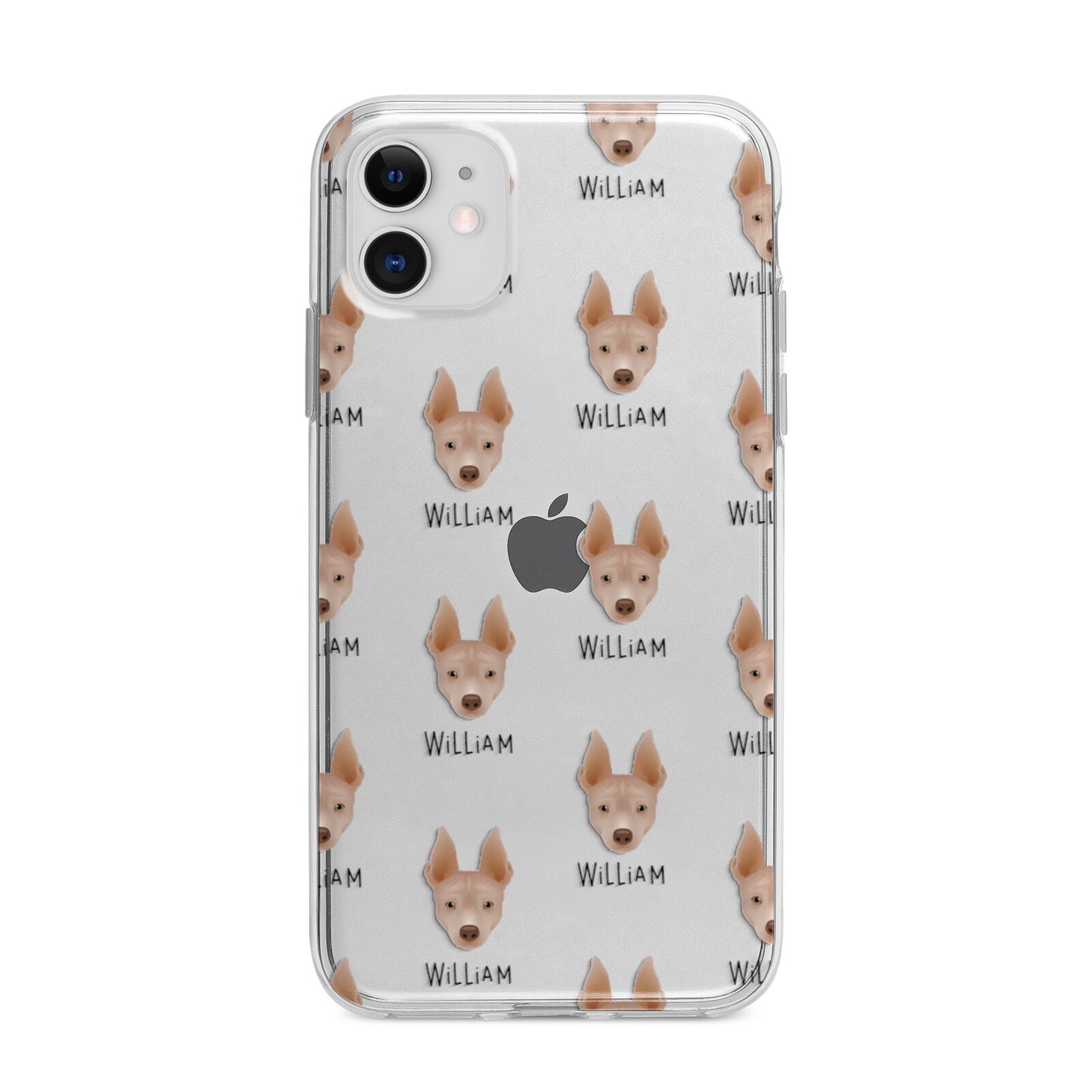 American Hairless Terrier Icon with Name Apple iPhone 11 in White with Bumper Case