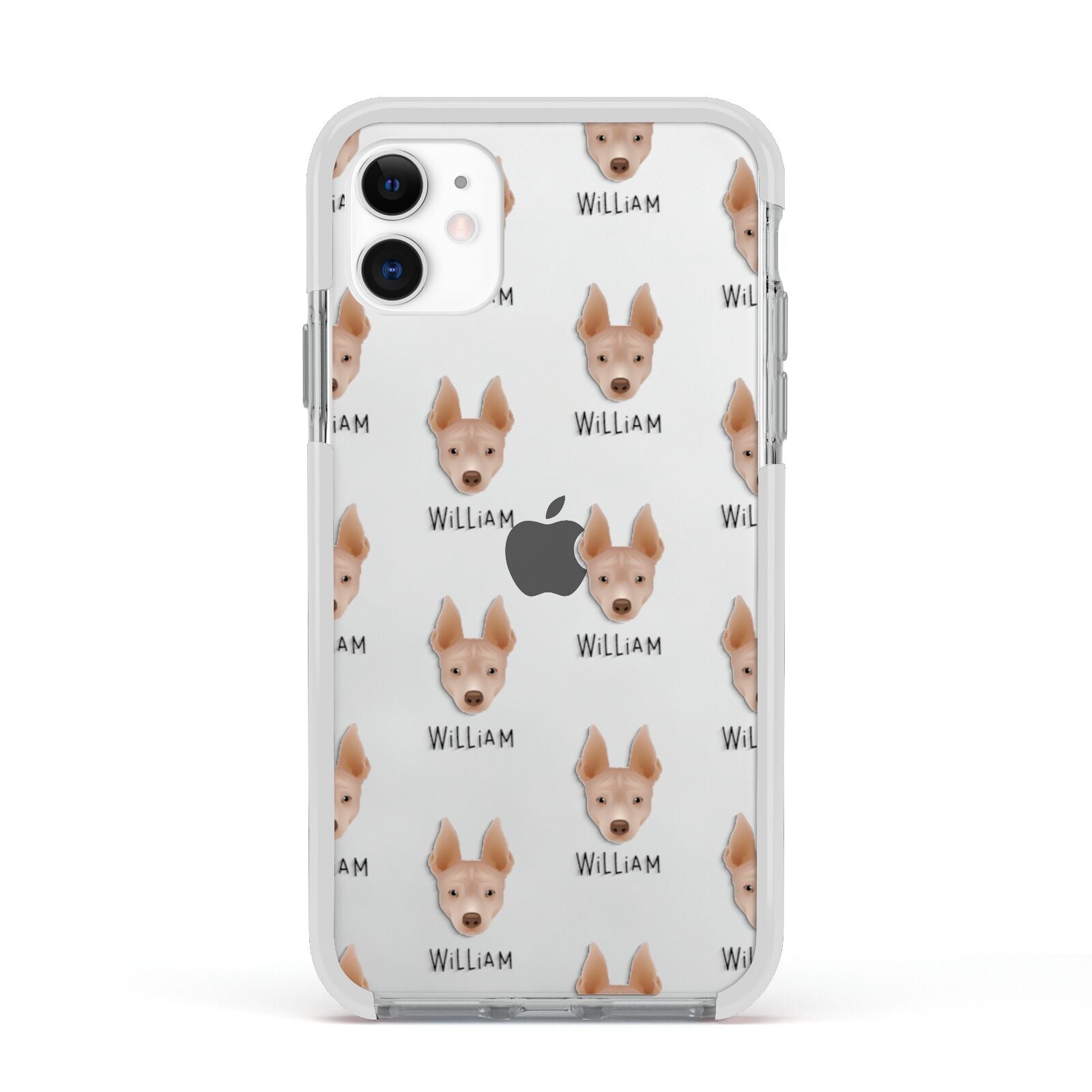 American Hairless Terrier Icon with Name Apple iPhone 11 in White with White Impact Case