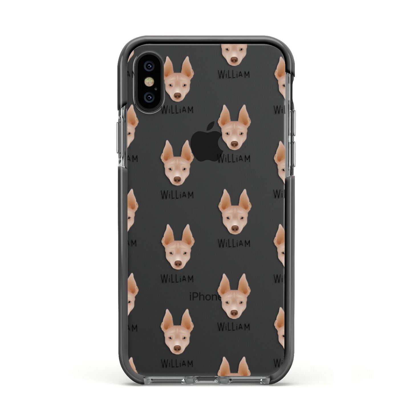 American Hairless Terrier Icon with Name Apple iPhone Xs Impact Case Black Edge on Black Phone