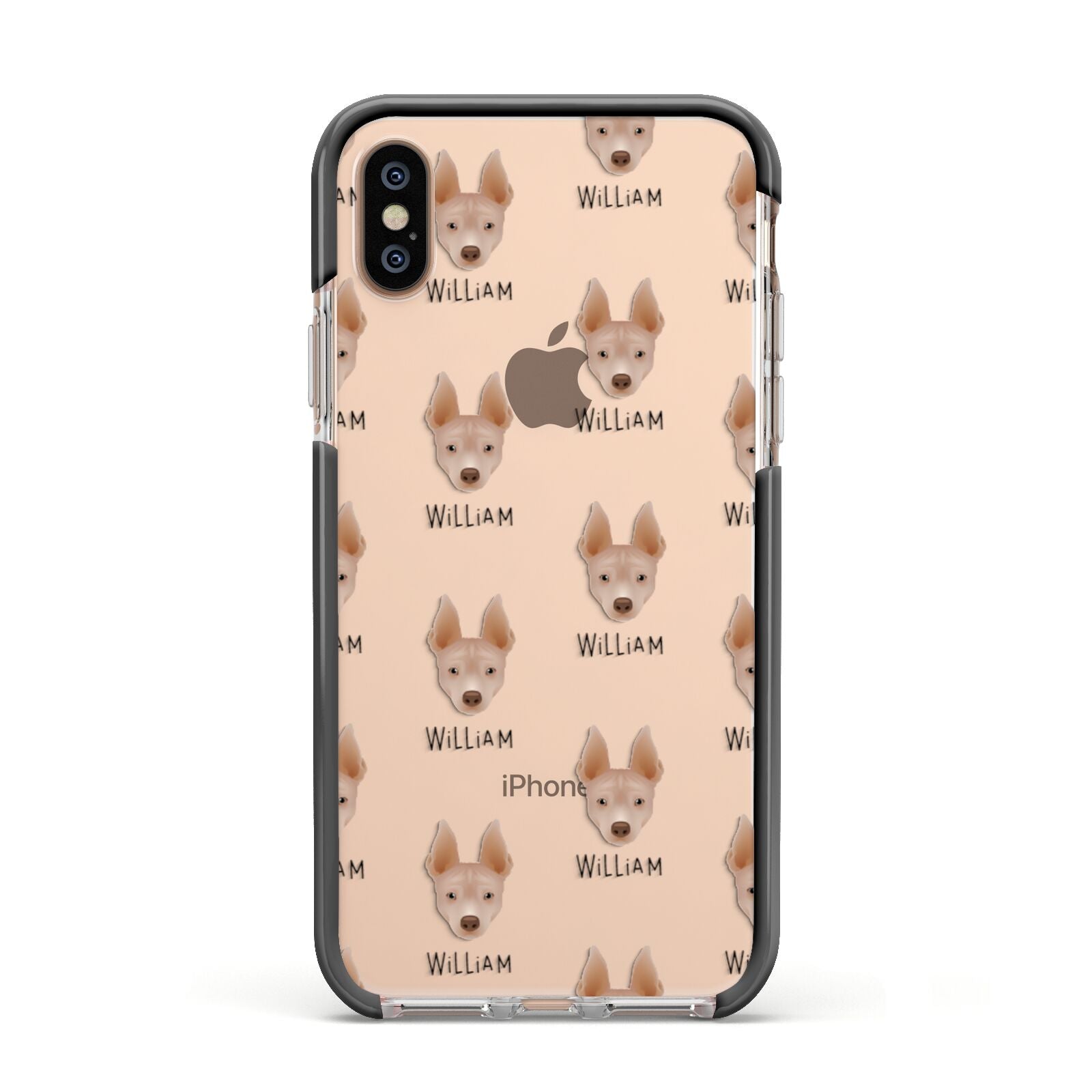 American Hairless Terrier Icon with Name Apple iPhone Xs Impact Case Black Edge on Gold Phone