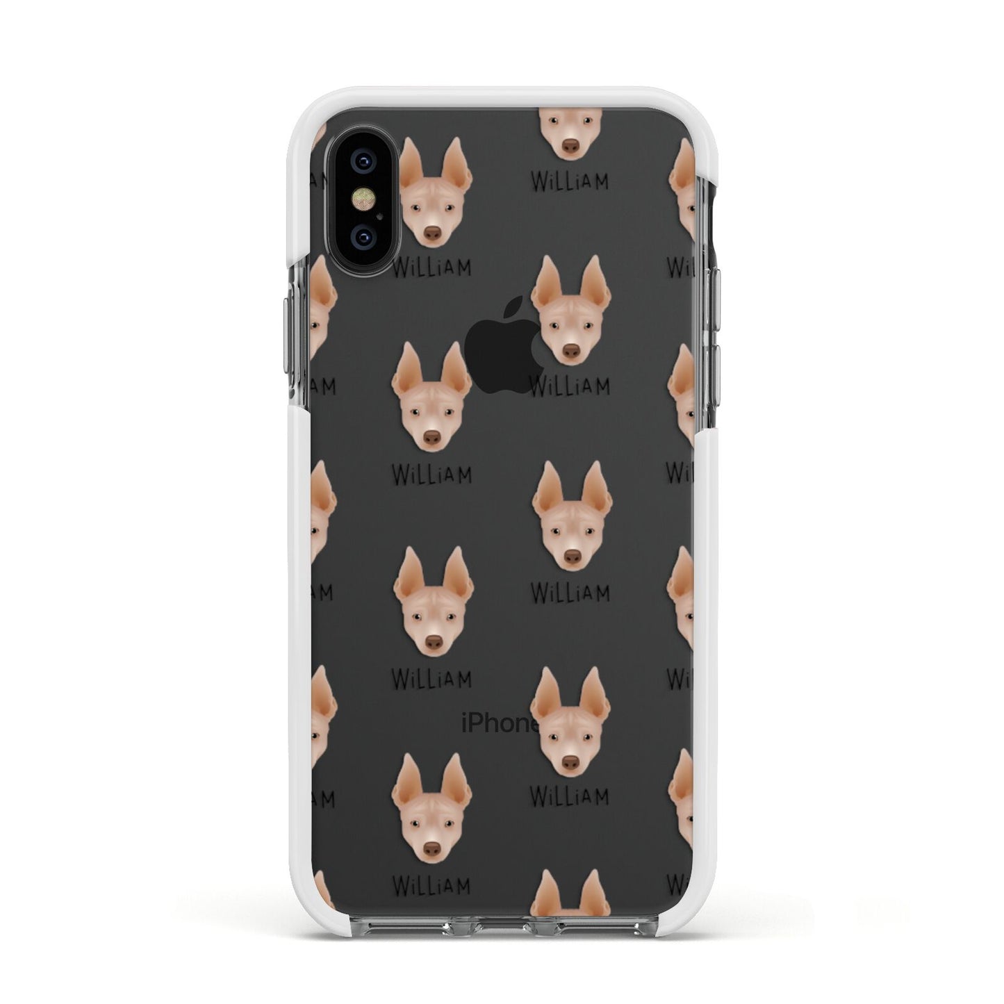 American Hairless Terrier Icon with Name Apple iPhone Xs Impact Case White Edge on Black Phone
