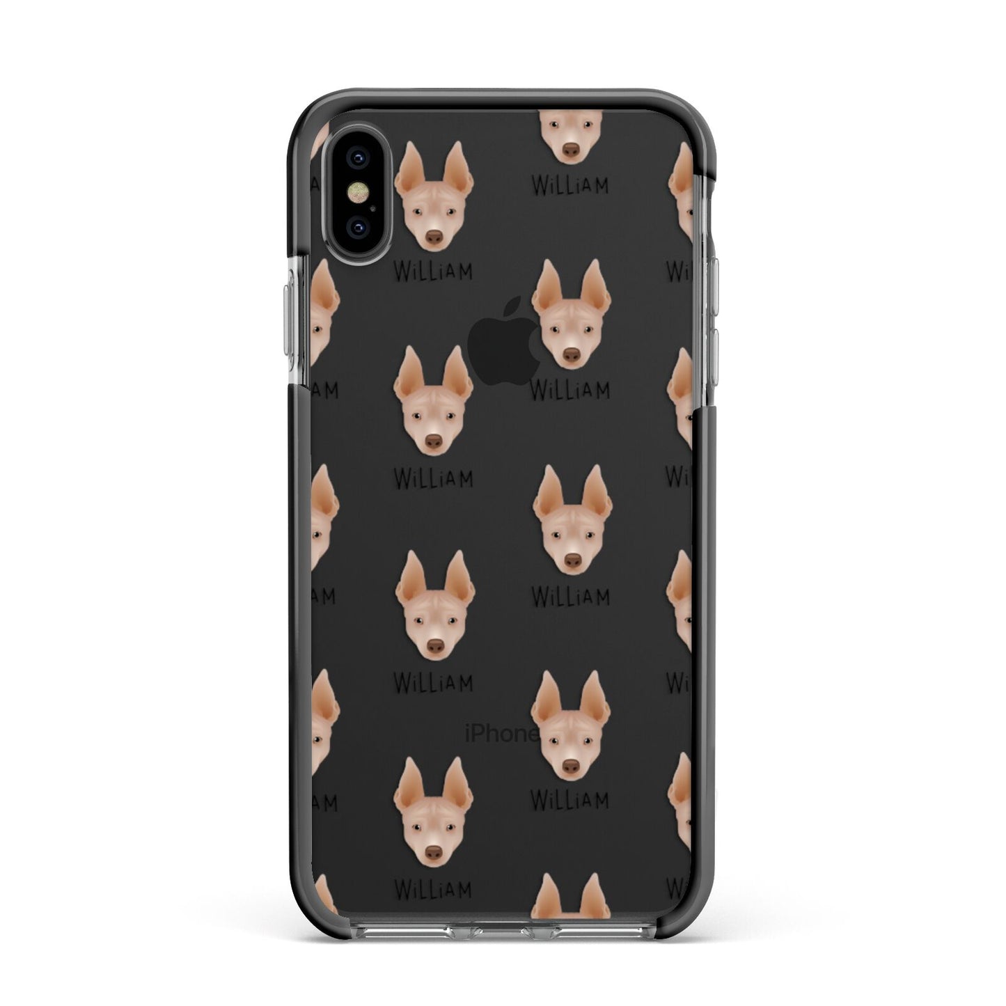 American Hairless Terrier Icon with Name Apple iPhone Xs Max Impact Case Black Edge on Black Phone