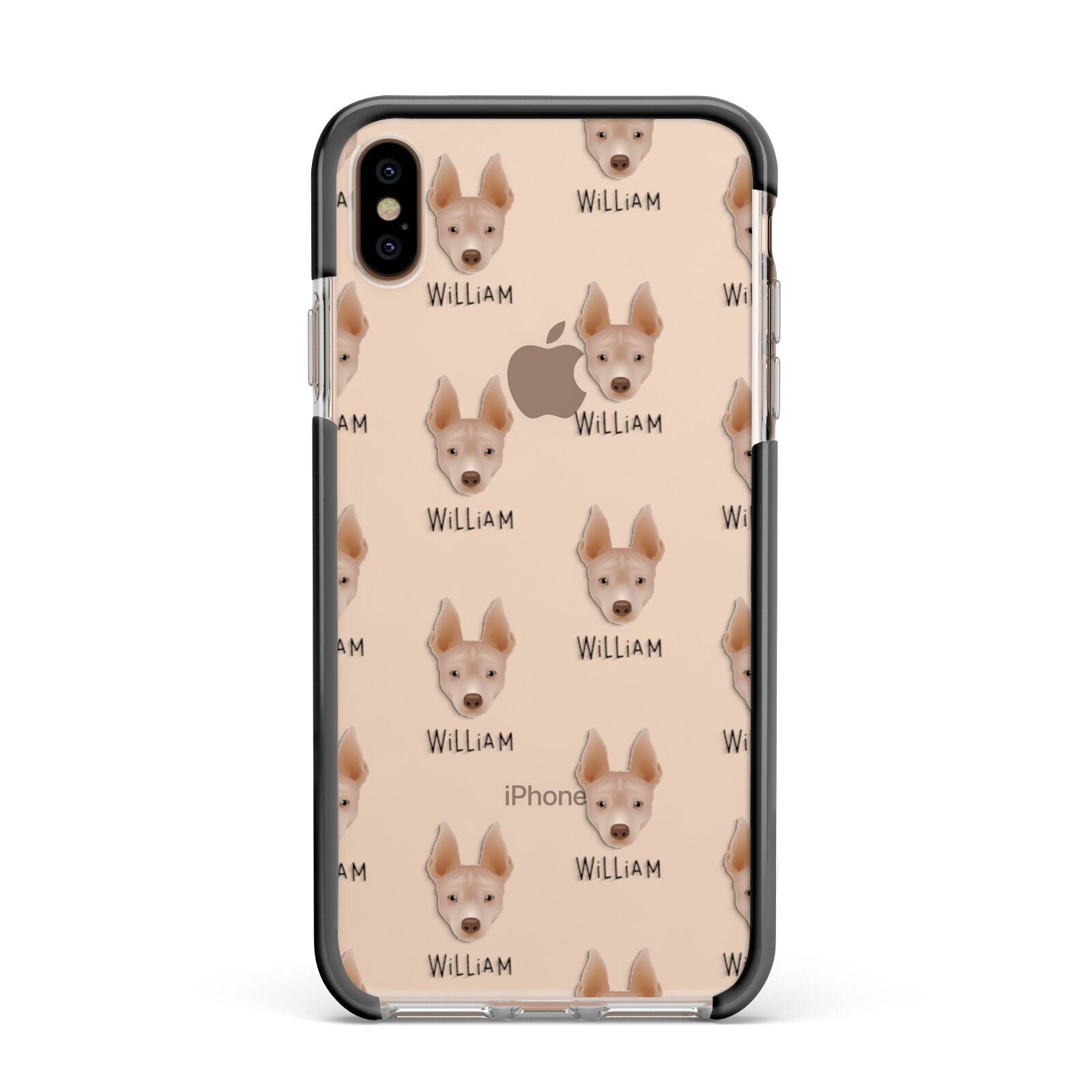 American Hairless Terrier Icon with Name Apple iPhone Xs Max Impact Case Black Edge on Gold Phone