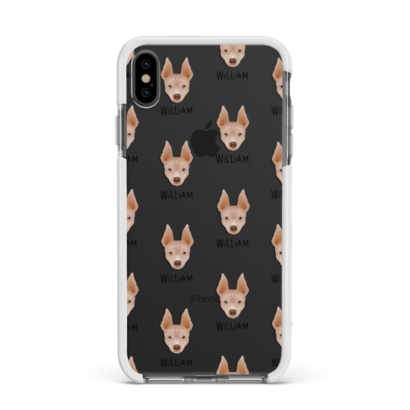 American Hairless Terrier Icon with Name Apple iPhone Xs Max Impact Case White Edge on Black Phone