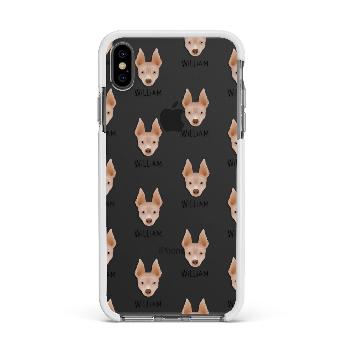 American Hairless Terrier Icon with Name Apple iPhone Xs Max Impact Case White Edge on Black Phone