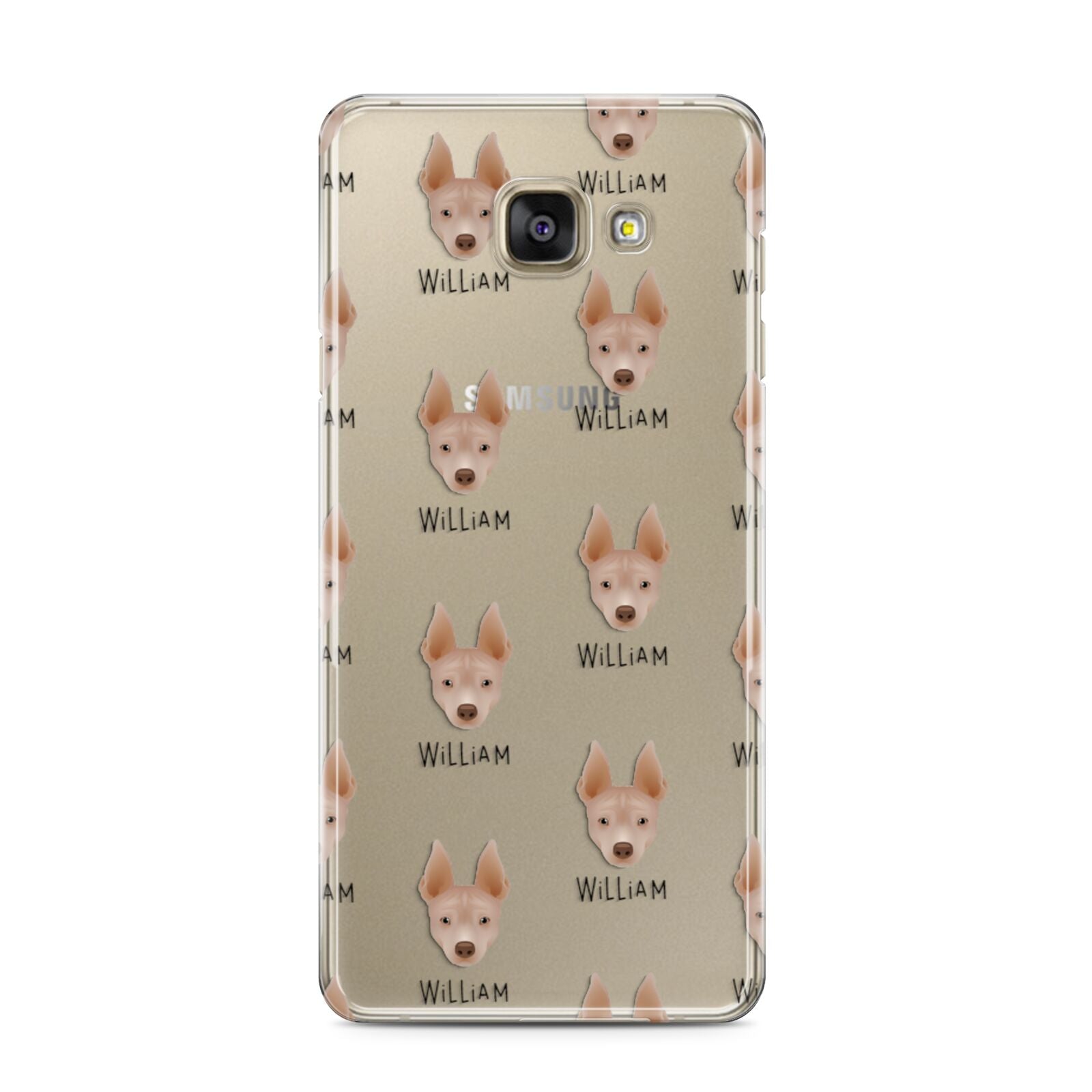 American Hairless Terrier Icon with Name Samsung Galaxy A3 2016 Case on gold phone