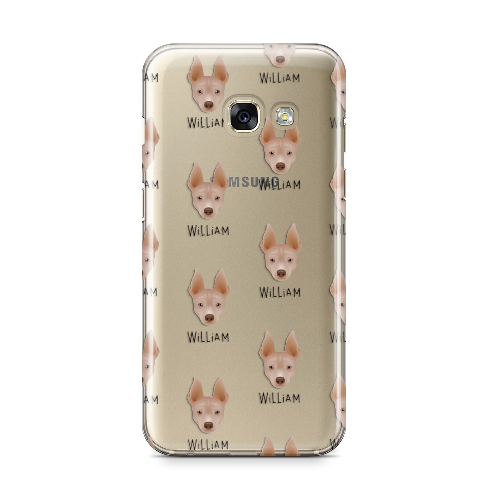 American Hairless Terrier Icon with Name Samsung Galaxy A3 2017 Case on gold phone