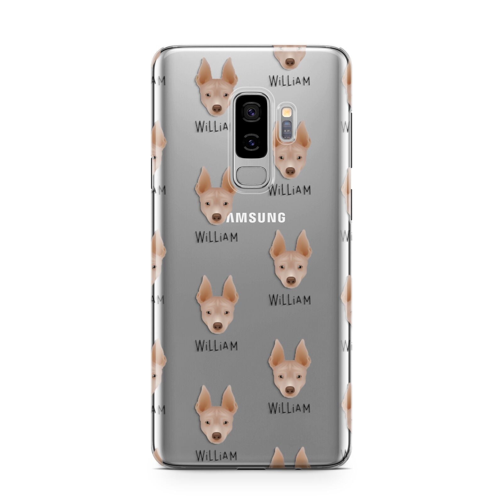 American Hairless Terrier Icon with Name Samsung Galaxy S9 Plus Case on Silver phone