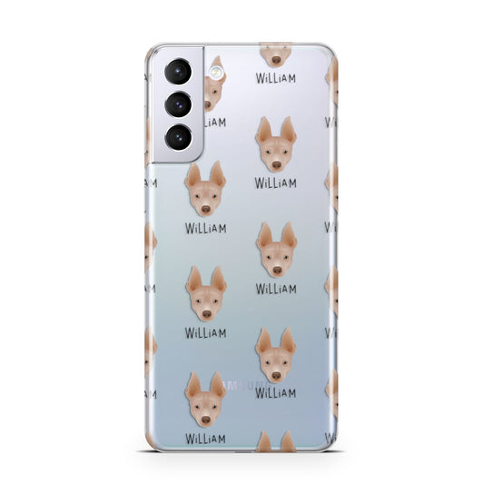 American Hairless Terrier Icon with Name Samsung S21 Plus Phone Case