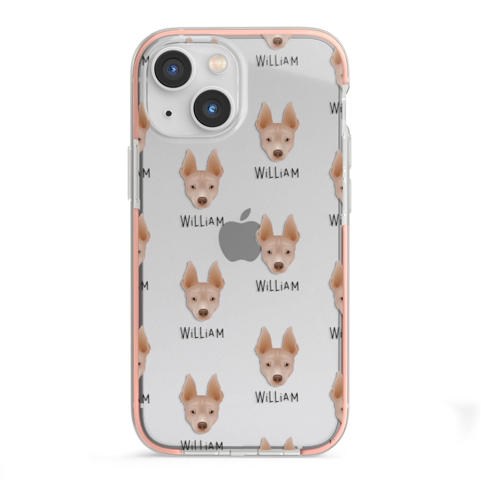 American Hairless Terrier Icon with Name iPhone 13 Mini TPU Impact Case with Pink Edges