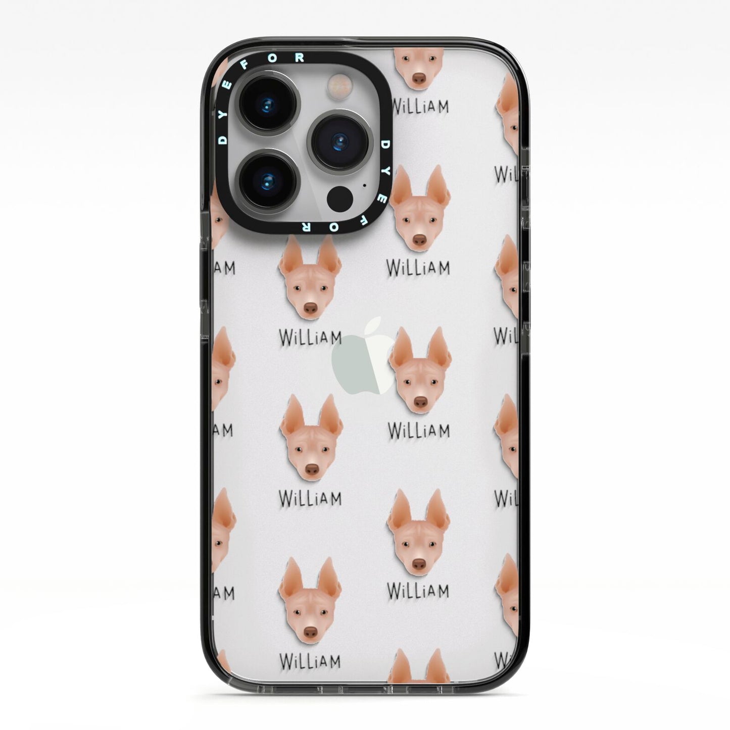 American Hairless Terrier Icon with Name iPhone 13 Pro Black Impact Case on Silver phone