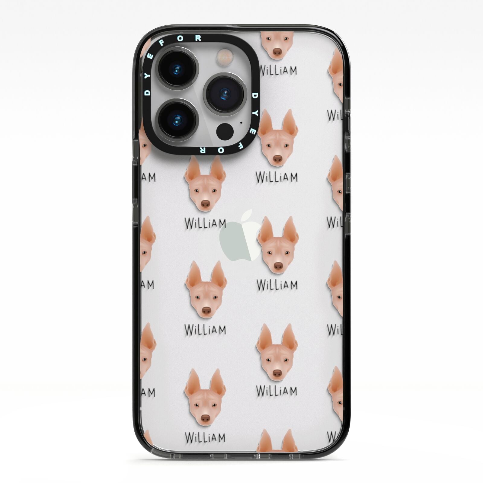 American Hairless Terrier Icon with Name iPhone 13 Pro Black Impact Case on Silver phone