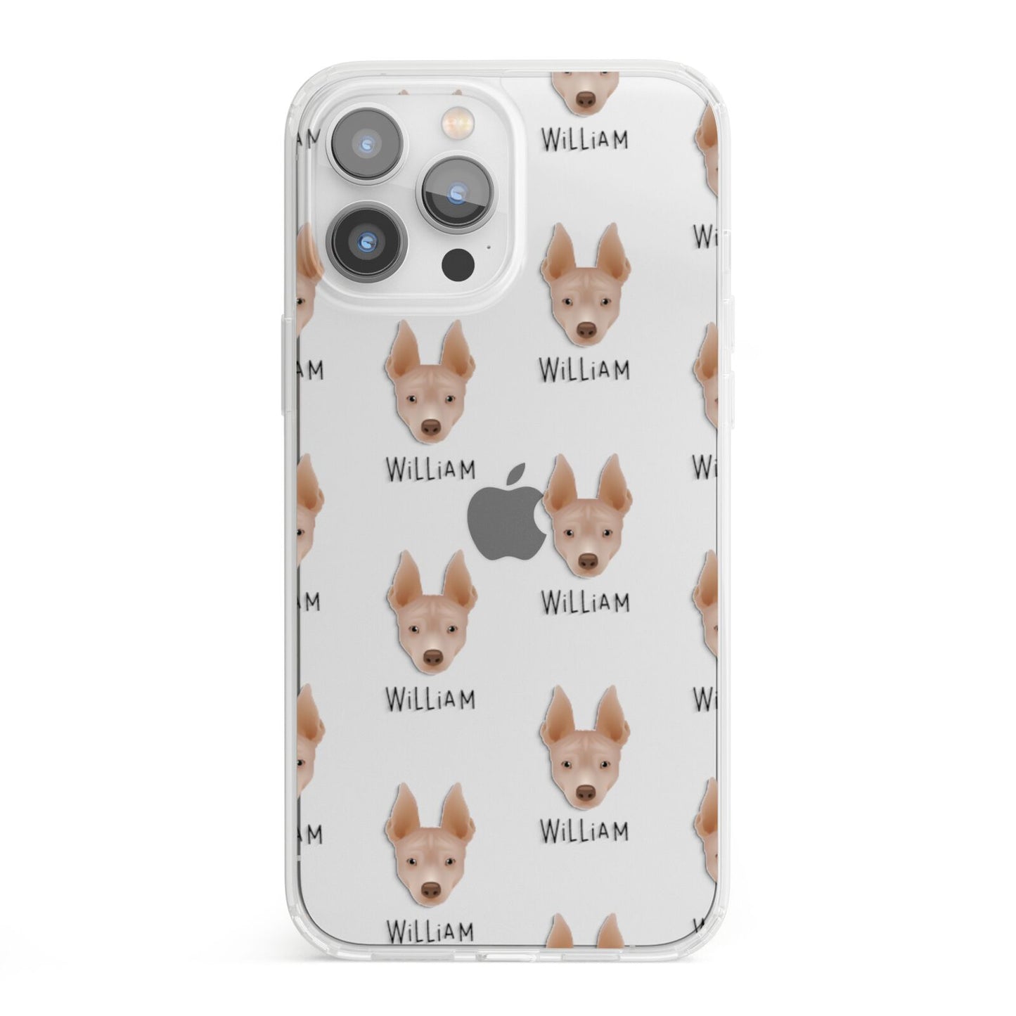 American Hairless Terrier Icon with Name iPhone 13 Pro Max Clear Bumper Case