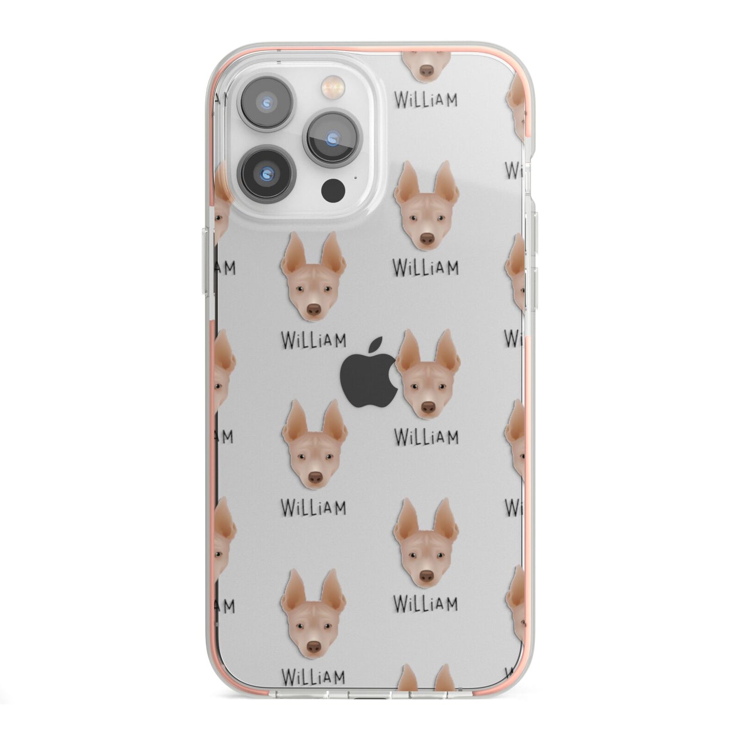 American Hairless Terrier Icon with Name iPhone 13 Pro Max TPU Impact Case with Pink Edges