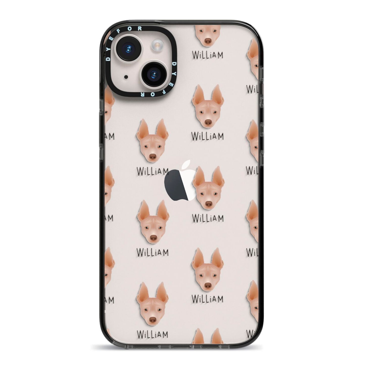 American Hairless Terrier Icon with Name iPhone 14 Plus Black Impact Case on Silver phone