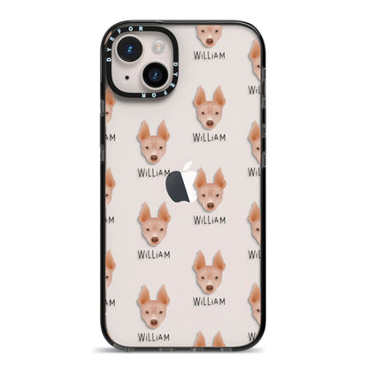 American Hairless Terrier Icon with Name iPhone 14 Plus Black Impact Case on Silver phone