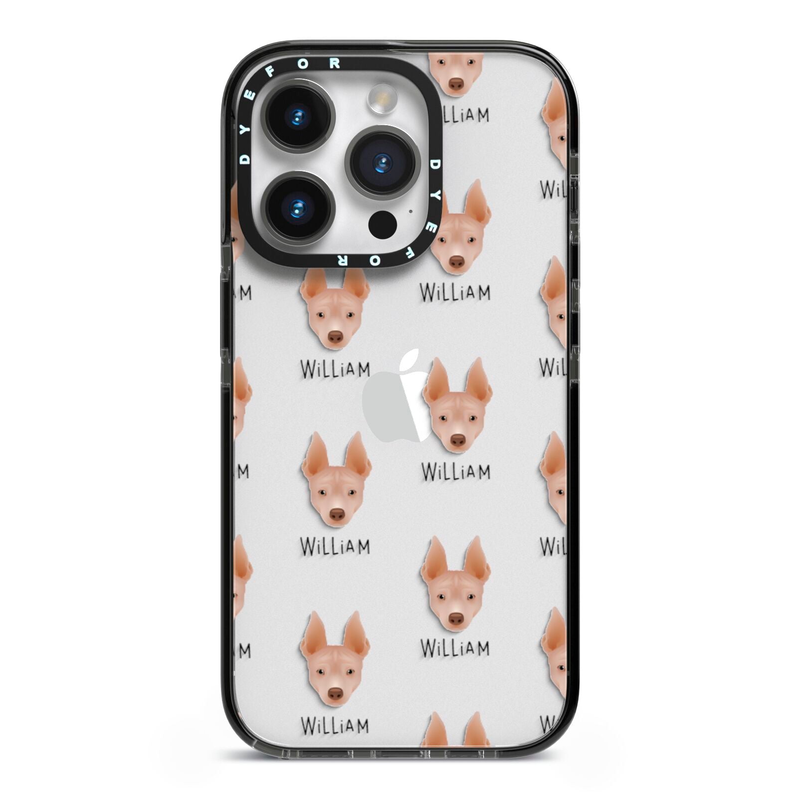 American Hairless Terrier Icon with Name iPhone 14 Pro Black Impact Case on Silver phone