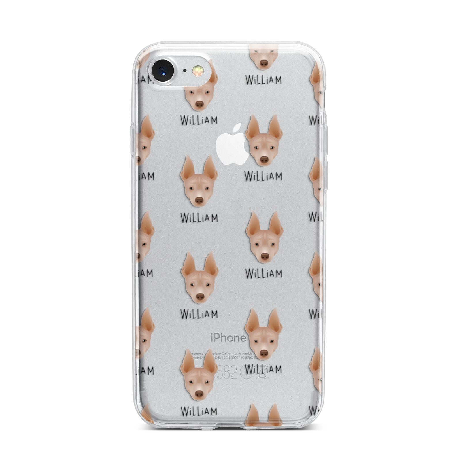 American Hairless Terrier Icon with Name iPhone 7 Bumper Case on Silver iPhone