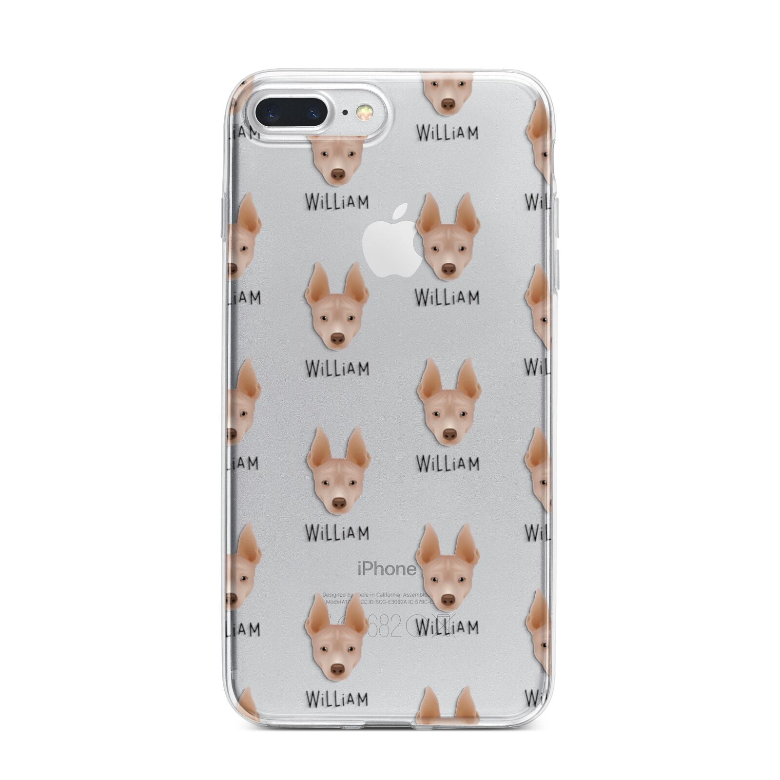 American Hairless Terrier Icon with Name iPhone 7 Plus Bumper Case on Silver iPhone