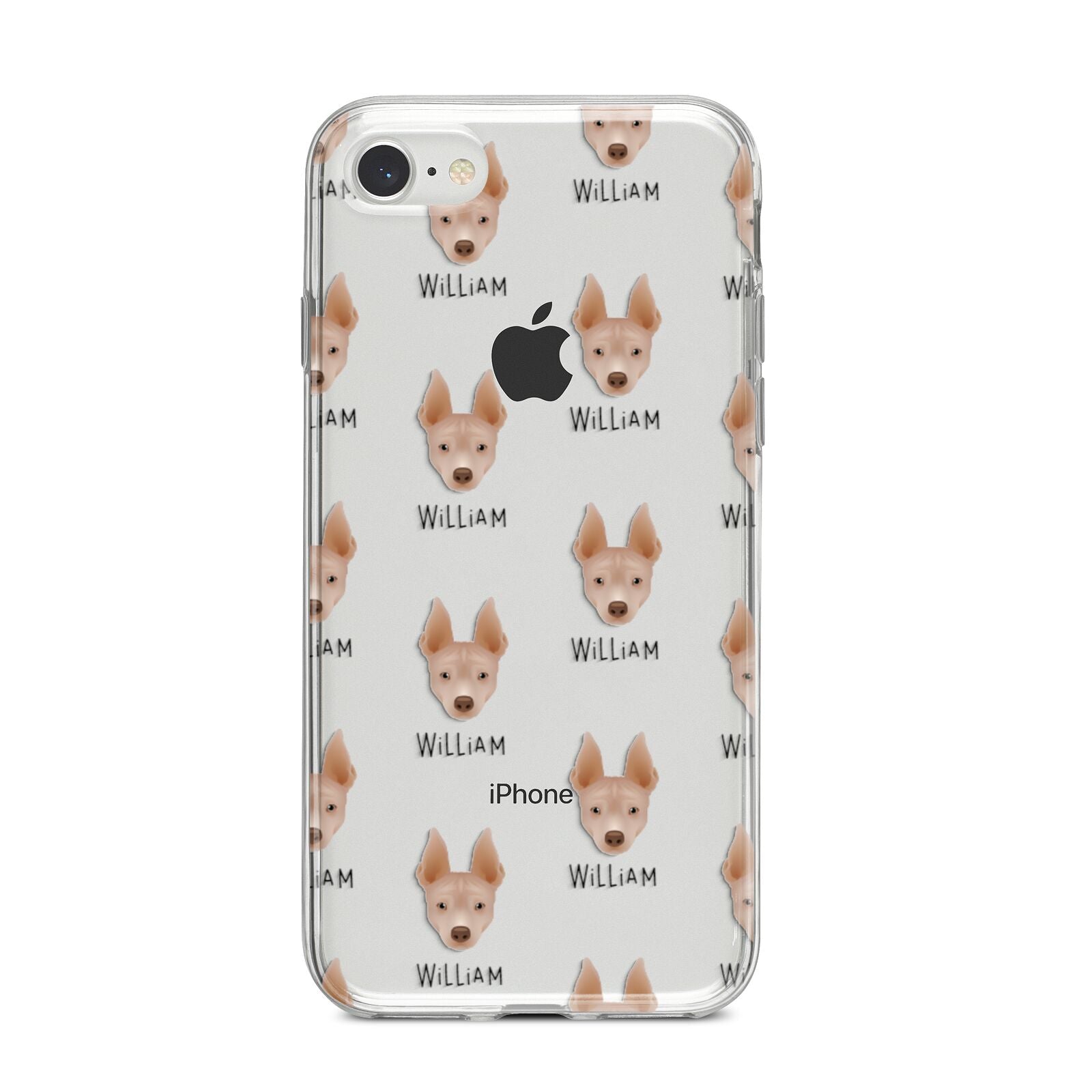 American Hairless Terrier Icon with Name iPhone 8 Bumper Case on Silver iPhone