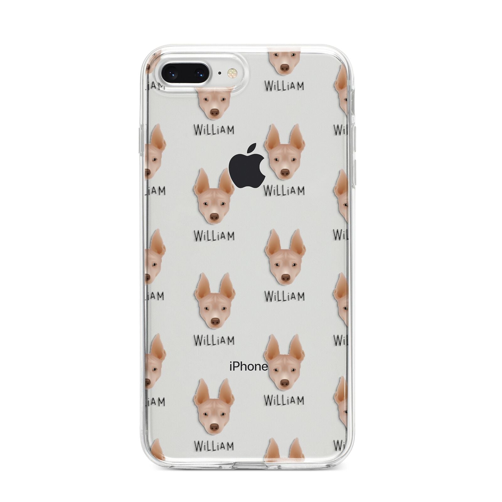 American Hairless Terrier Icon with Name iPhone 8 Plus Bumper Case on Silver iPhone