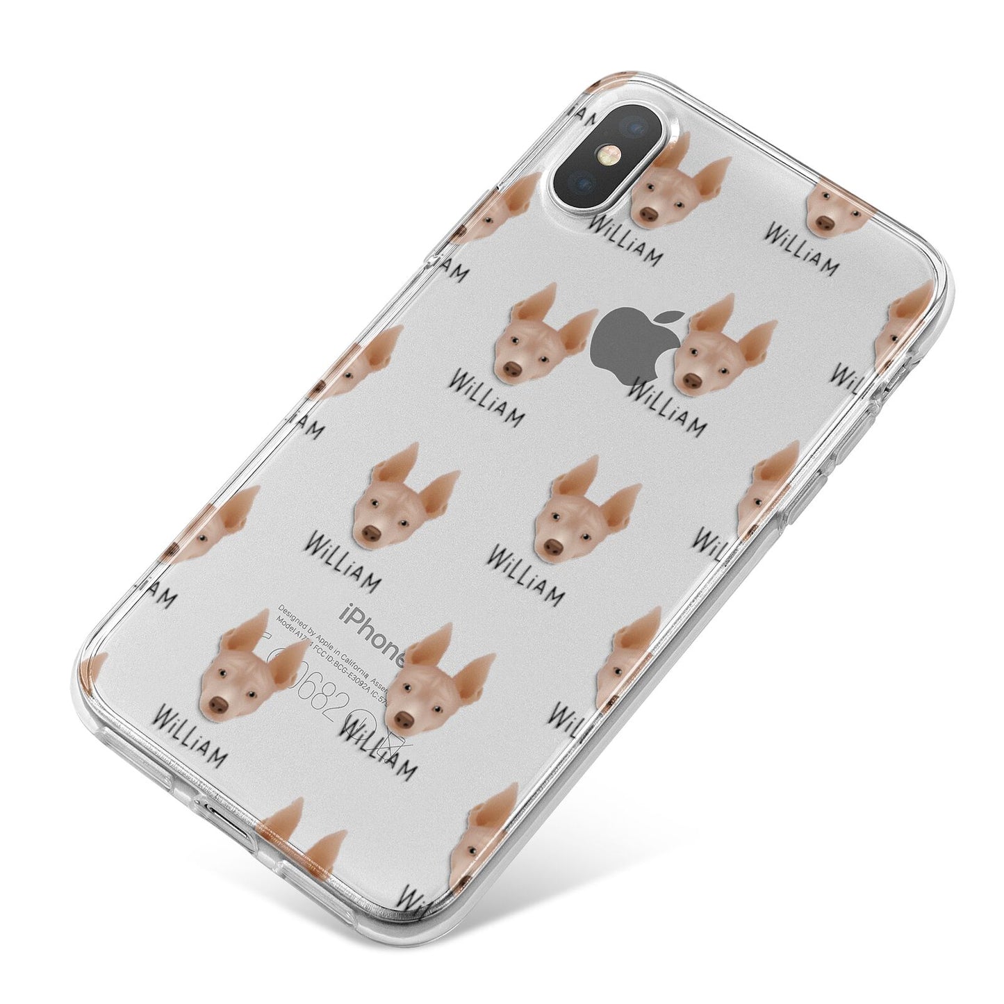 American Hairless Terrier Icon with Name iPhone X Bumper Case on Silver iPhone