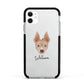American Hairless Terrier Personalised Apple iPhone 11 in White with Black Impact Case