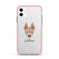 American Hairless Terrier Personalised Apple iPhone 11 in White with Pink Impact Case