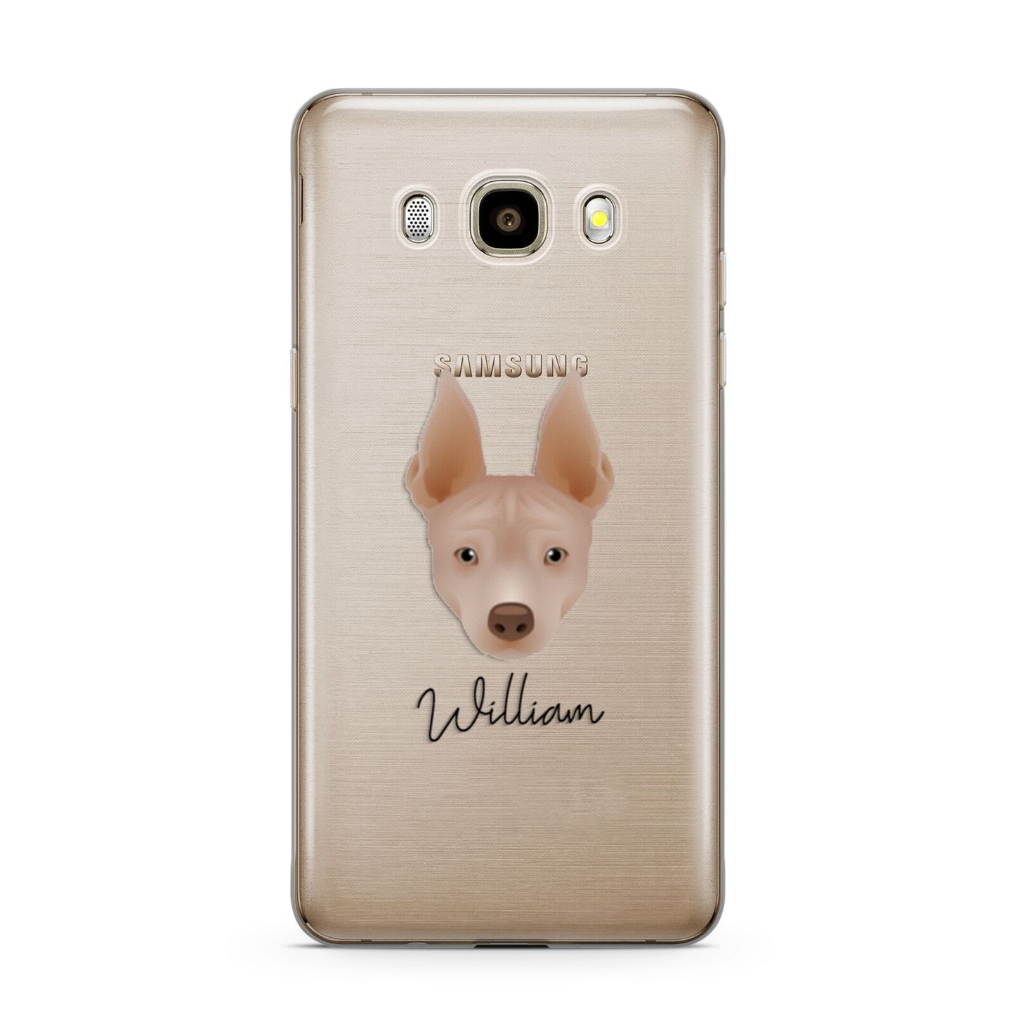 American Hairless Terrier Personalised Samsung Galaxy J7 2016 Case on gold phone