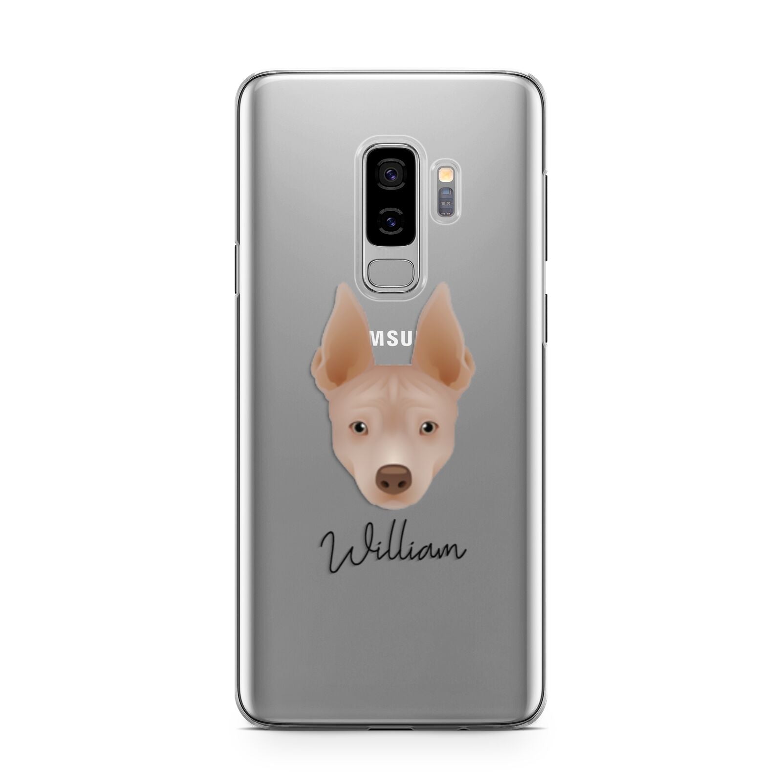 American Hairless Terrier Personalised Samsung Galaxy S9 Plus Case on Silver phone