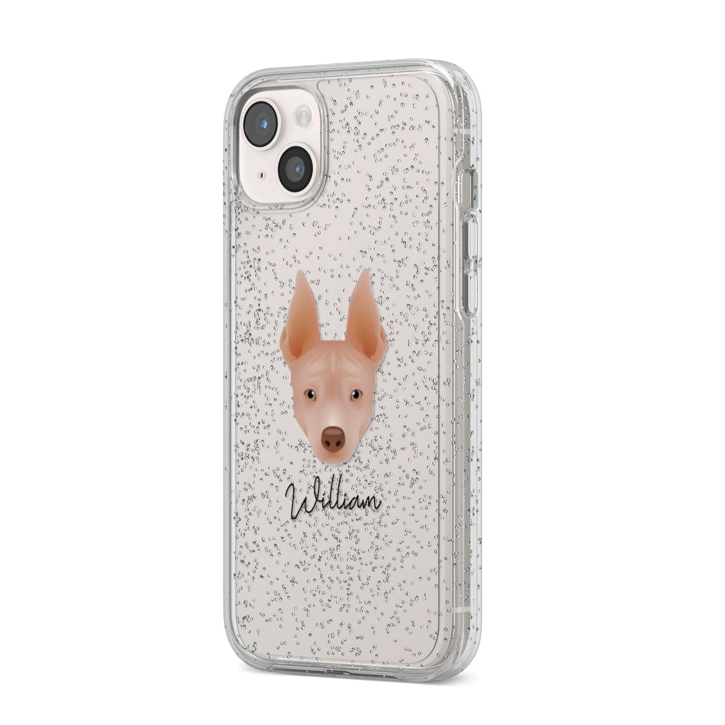 American Hairless Terrier Personalised iPhone 14 Plus Glitter Tough Case Starlight Angled Image