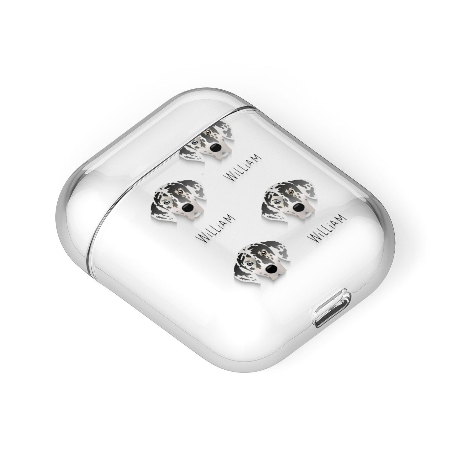 American Leopard Hound Icon with Name AirPods Case Laid Flat