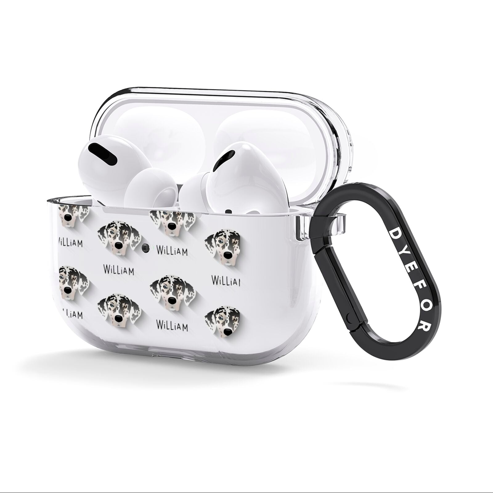 American Leopard Hound Icon with Name AirPods Clear Case 3rd Gen Side Image