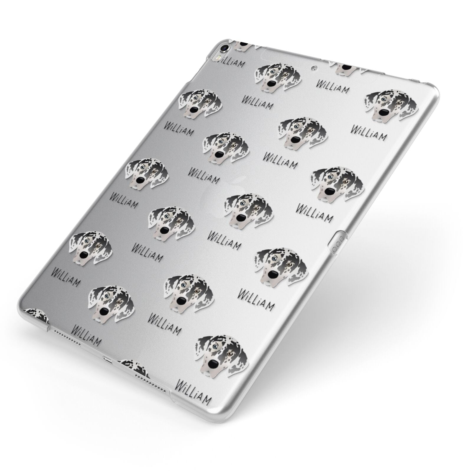 American Leopard Hound Icon with Name Apple iPad Case on Silver iPad Side View