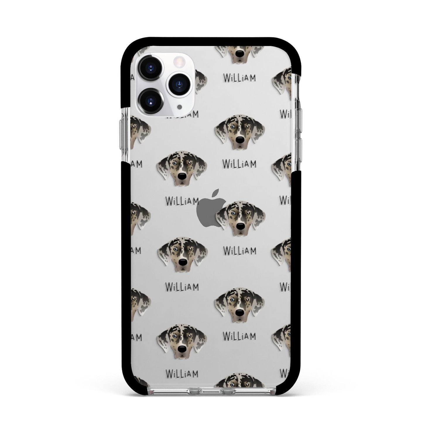 American Leopard Hound Icon with Name Apple iPhone 11 Pro Max in Silver with Black Impact Case