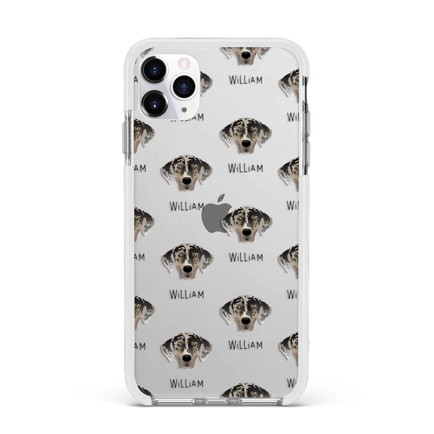 American Leopard Hound Icon with Name Apple iPhone 11 Pro Max in Silver with White Impact Case
