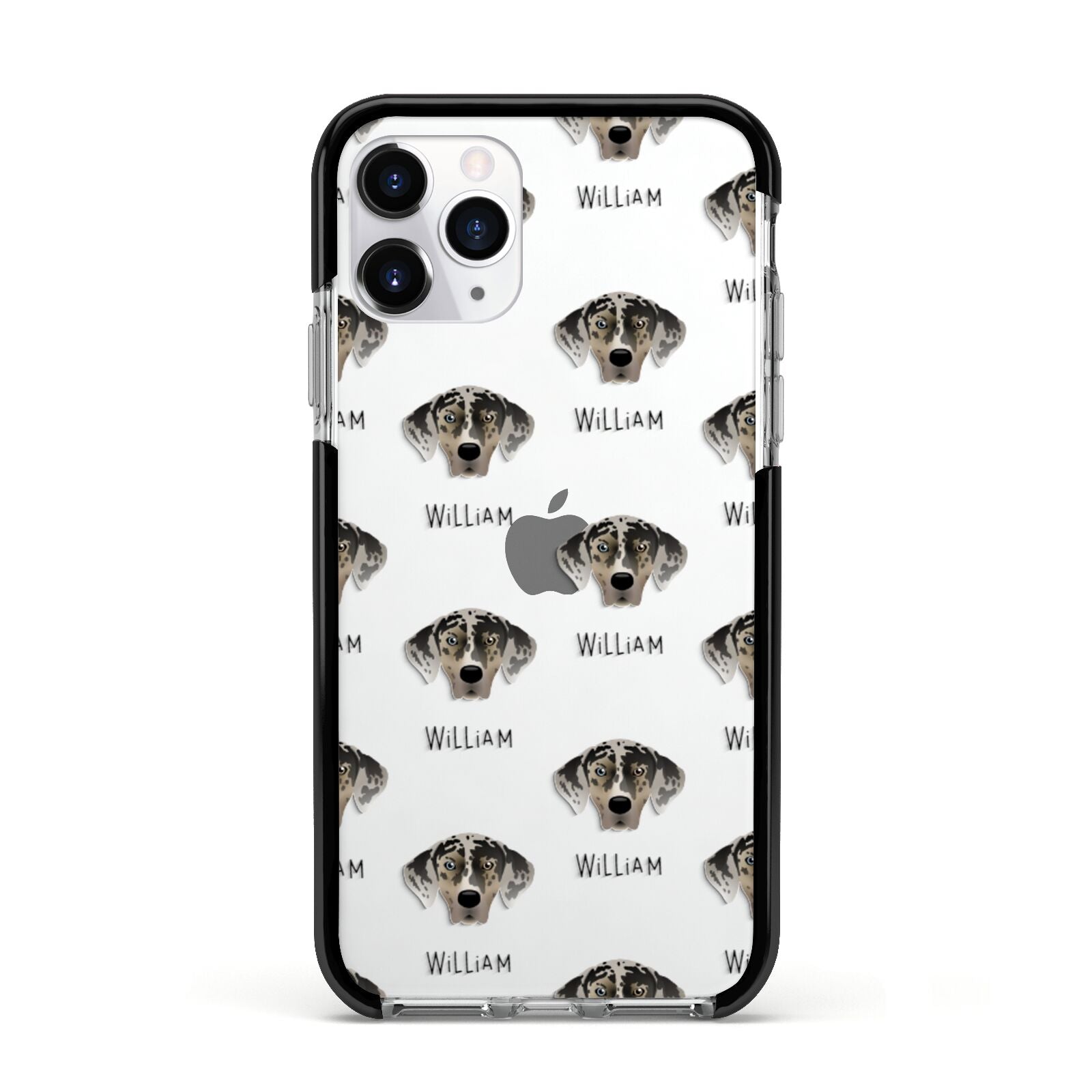 American Leopard Hound Icon with Name Apple iPhone 11 Pro in Silver with Black Impact Case