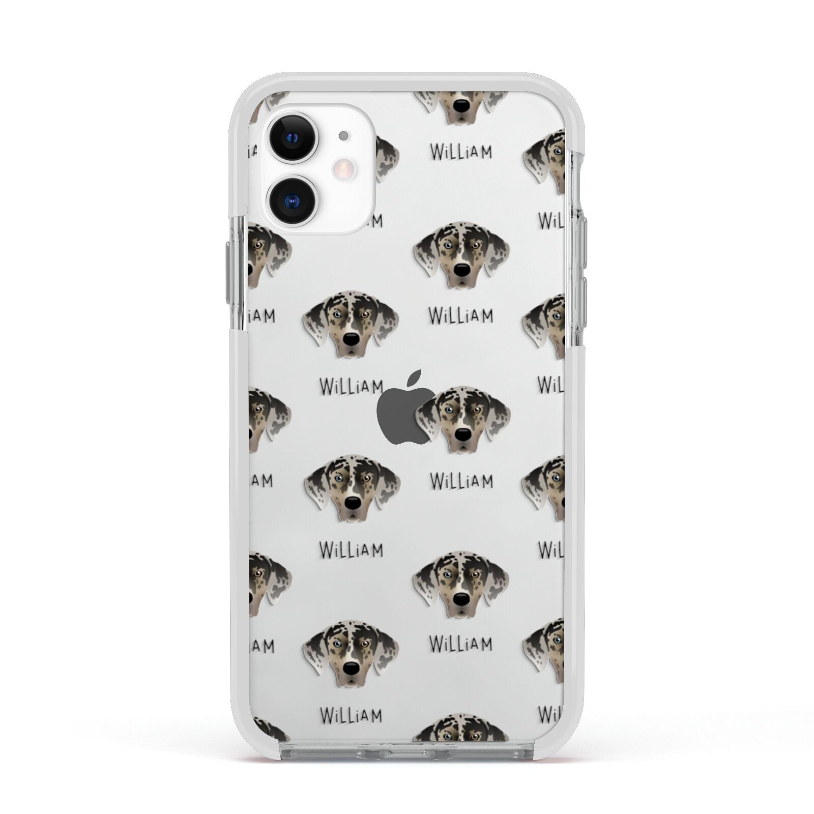 American Leopard Hound Icon with Name Apple iPhone 11 in White with White Impact Case